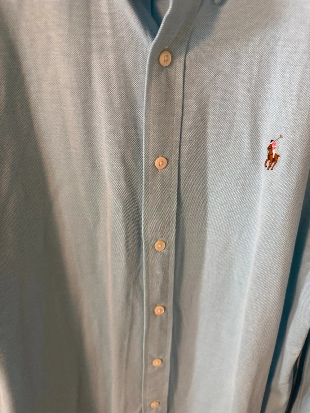 Polo Ralph Lauren Clsssic Fit Knit Oxford Shirt Neptune (Light Aqua) Size XL